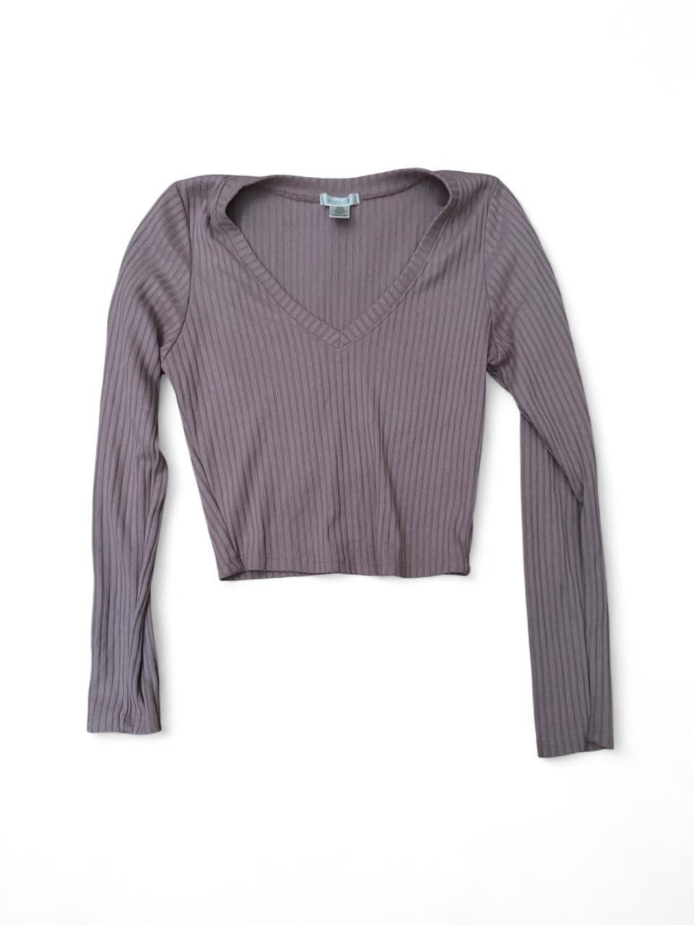 Bozzolo Ribbed V-Neck Mauve Long Sleeve